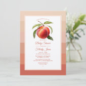 Invitation Baby-Shower Fuzz pêche (Debout devant)