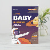 Invitation Baby shower Galaxie spatiale (Debout devant)