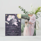 Invitation Baby shower Galaxy Baby shower pour filles spatial (Debout devant)