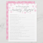 Invitation Baby shower Game CardNursery Rhyme Game Snowflake (Devant / Derrière)