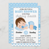 Invitation Baby shower garçon  (Devant / Derrière)