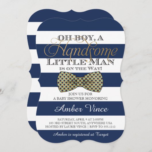 Invitation Baby shower garçon (Devant / Derrière)