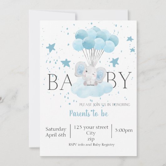 Invitation Baby shower Garçon (Devant)