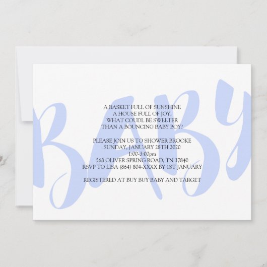 Invitation Baby shower garçon (Devant)
