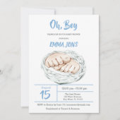Invitation Baby shower garçon (Devant)