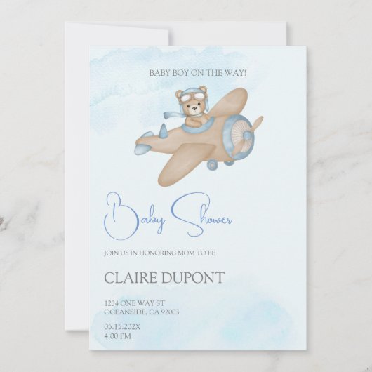 Invitation baby shower garçon (Devant)