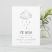 Invitation Baby shower Garçon à nuage de pluie (Debout devant)
