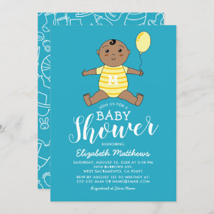 Invitation Baby shower garçon afro-américain mignon