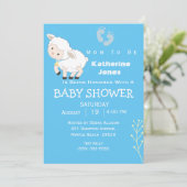 Invitation Baby shower garçon agneau mignet (Debout devant)