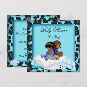 Invitation Baby Shower Garçon Animal Ourse Afro-Américain
