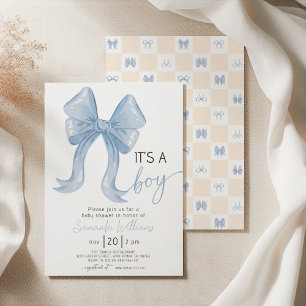 Invitation Baby Shower Garçon Arc-en-Ciel Bleu