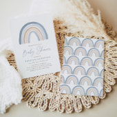Invitation Baby shower Garçon arc-en-ciel bleu Boho