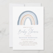 Invitation Baby shower Garçon arc-en-ciel bleu Boho (Devant)