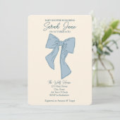 Invitation Baby shower garçon avec arc (Debout devant)