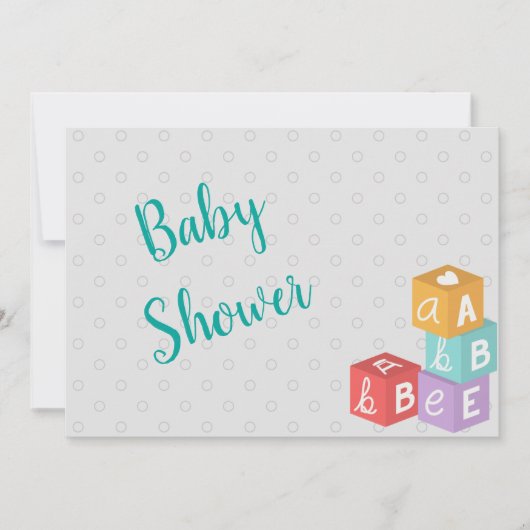 Invitation Baby shower garçon avec blocs ABC (Devant)