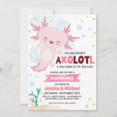 Invitation Baby shower garçon Axolotl rose (Devant)