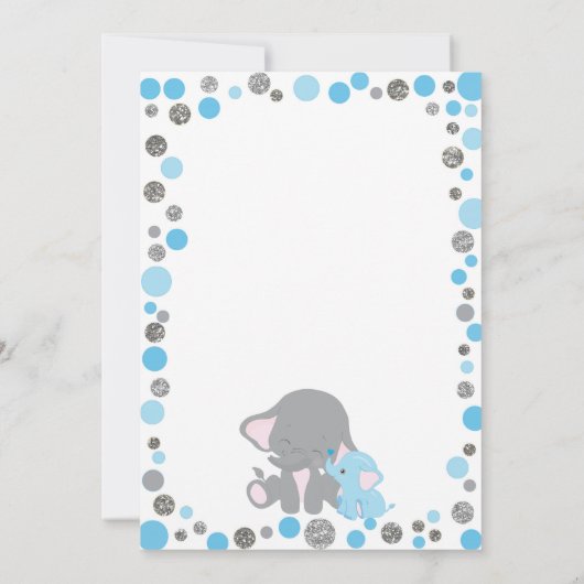 Invitation Baby shower garçon, Baby shower éléphan (Dos)