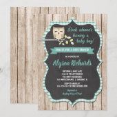 Invitation Baby shower garçon, baby shower hibou (Devant / Derrière)