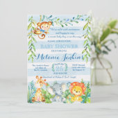 Invitation Baby shower garçon, Baby shower Jungle (Debout devant)