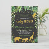 Invitation Baby shower garçon, Baby shower Jungle (Debout devant)