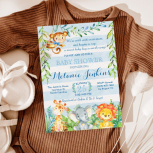 Invitation Baby shower garçon, Baby shower Jungle
