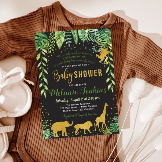 Invitation Baby shower garçon, Baby shower Jungle