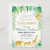 Invitation Baby shower garçon, Baby shower Jungle (Devant)