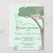 INVITATION BABY SHOWER GARÇON, BABY SHOWER MONKEY (Devant)