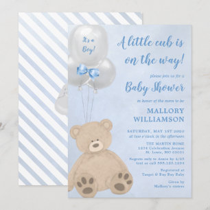 Invitation Baby shower Garçon Bear Cub