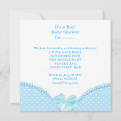 Invitation Baby Shower Garçon Bébé Bleu Blanc Points (Dos)