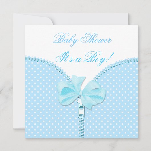 Invitation Baby Shower Garçon Bébé Bleu Blanc Points (Devant)