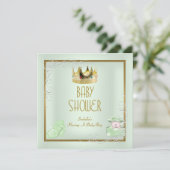 Invitation Baby shower Garçon Bébé Couronne Prince Mint (Debout devant)
