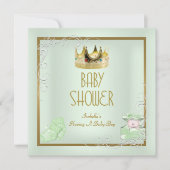 Invitation Baby shower Garçon Bébé Couronne Prince Mint (Devant)