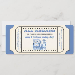 Invitation Baby Shower Garçon Billet de Train Vintage