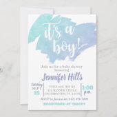 Invitation Baby shower garçon bleu (Devant)