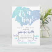 Invitation Baby shower garçon bleu (Debout devant)
