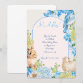 invitation baby shower garçon bleu aquarelle desig (Devant / Derrière)