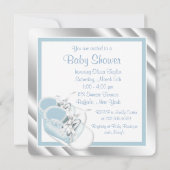 Invitation Baby Shower Garçon Bleu Argent (Dos)