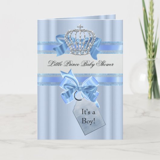Invitation Baby shower Garçon Bleu Blanc Prince Couronne (Devant)