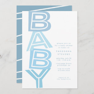 Invitation Baby shower garçon bleu clair et moderne