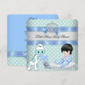 Invitation Baby shower Garçon Bleu Couronne Turquoise Giraffe (Devant / Derrière)