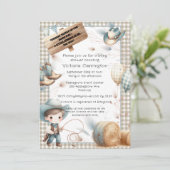 Invitation Baby shower garçon bleu Cowboy (Debout devant)
