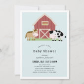 Invitation Baby shower Garçon bleu de la ferme Barnyard (Devant)