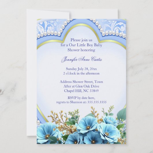 Invitation Baby shower garçon bleu doux Chien chaton (Dos)