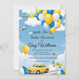 Invitation Baby shower garçon bleu et jaune