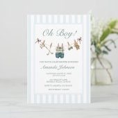 Invitation Baby Shower Garçon Bleu Gingham Golf (Debout devant)
