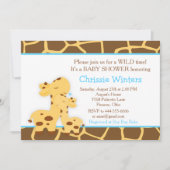 Invitation Baby shower Garçon bleu Giraffe (Devant)