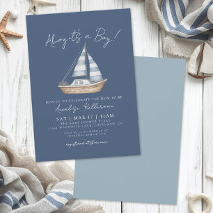 Invitation Baby Shower Garçon Bleu Marin