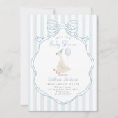 Invitation Baby shower Garçon bleu oie soyeux (Devant)