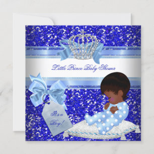 Invitation Baby Shower Garçon Bleu Pailleté Petit Prince Ethn